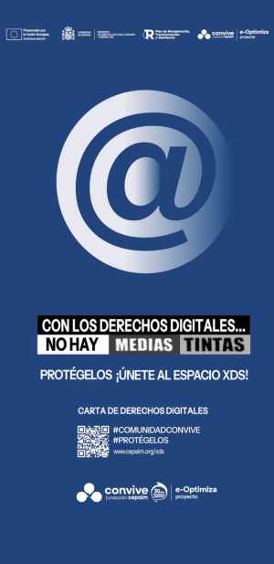 Roll up Con los derechos digitales no hay medias tintas azul