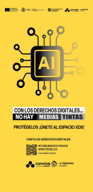 Roll up Con los derechos digitales no hay medias tintas amarillo